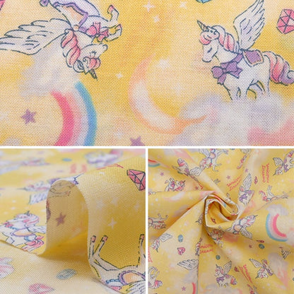 [From quantity 5] Fabric "Antibacterial and deodorant Sheeting Unicorn Rainbow Yellow CMOF-52]