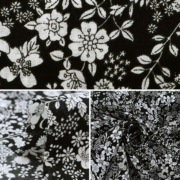 [From quantity 5] Fabric "60 loan FLOWNNYII retro small flower black NFA-1010-15D" KOKKA