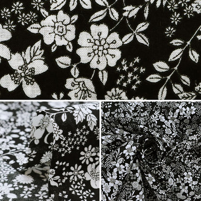 [From quantity 5] Fabric "60 loan FLOWNNYII retro small flower black NFA-1010-15D" KOKKA