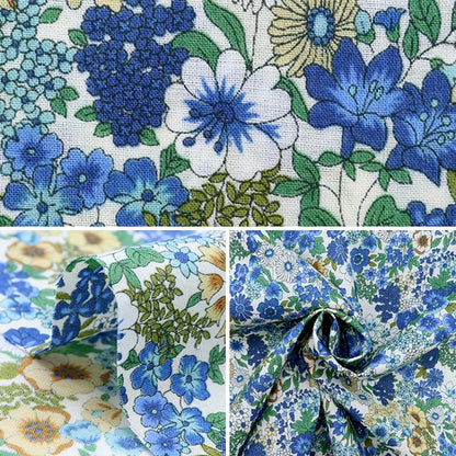 [From quantity 5] Fabric "60 loan FLOWNNYII retro small flower blue NFA-1010-16B" KOKKA
