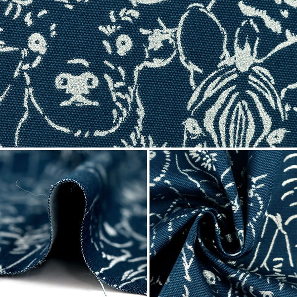 [From quantity 5] Fabric "Antibacterial / deodorant processingOxford Animal Pattern Blue x Lame Silver SK20 -Angro-C]