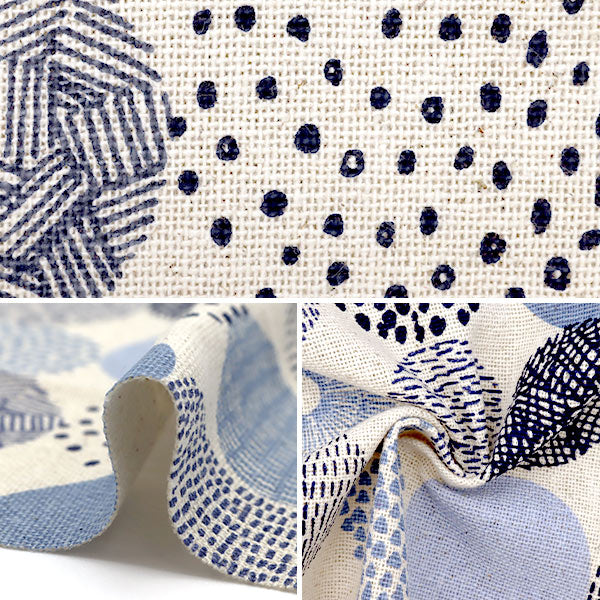 [From quantity 5] Fabric "Hopsack round pattern 18KEC-229A"