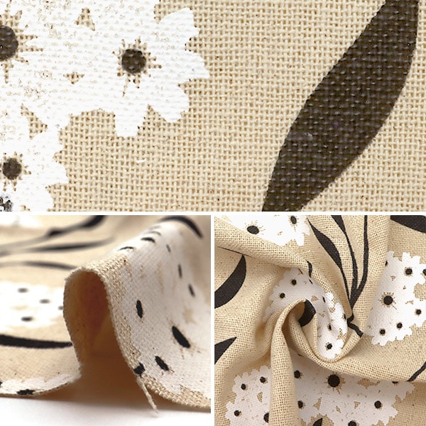 [From quantity 5] Fabric "Hopsack white floral pattern 20kec-365"