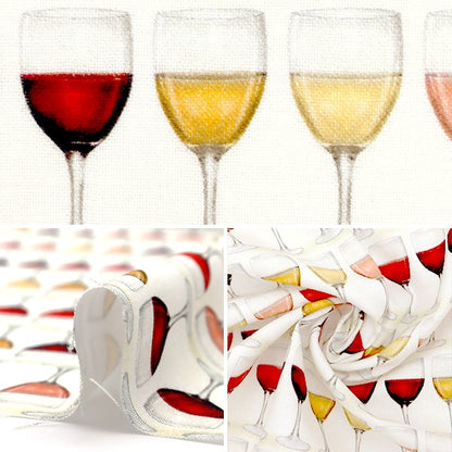 [From quantity 5] Fabric "Inkjet printed wine glass 19804-2800" USA cotton