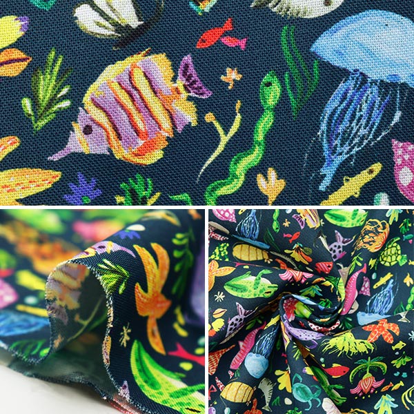[From quantity 5] Fabric 『Sheeting Ocean Finds DJL1755-MULTI] USA cotton