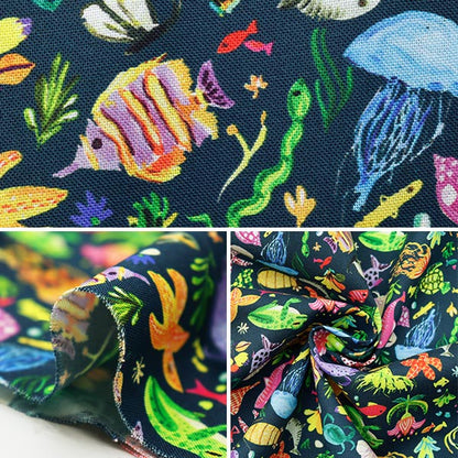 [From quantity 5] Fabric 『Sheeting Ocean Finds DJL1755-MULTI] USA cotton