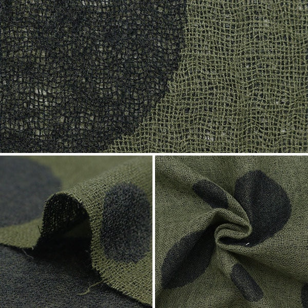 [From quantity 5] Fabric "Wool JQ polka dots 34732-3 Black x Khaki"
