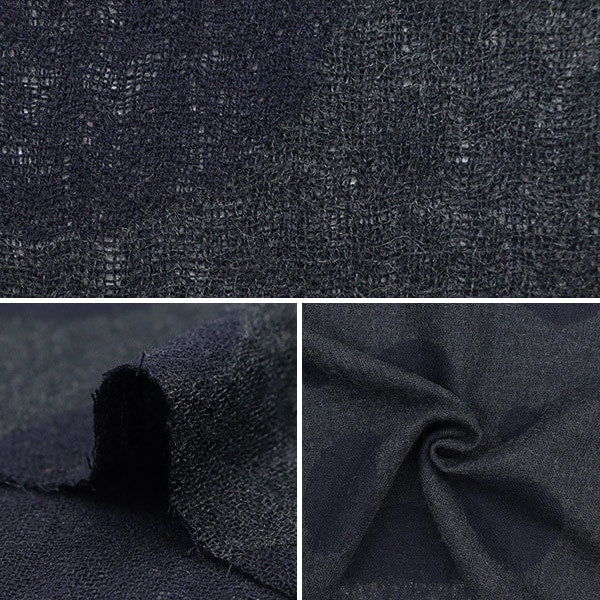 [From quantity 5] Fabric "Wool JQ polka dots 34732-4 Navy x Dark Gray"