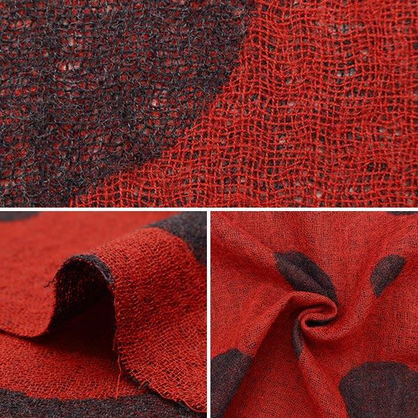 [From quantity 5] Fabric "Wool JQ polka dots 34732-5 Dark Gray x Red"