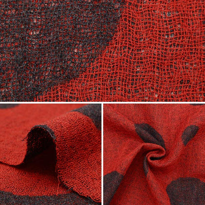 [From quantity 5] Fabric "Wool JQ polka dots 34732-5 Dark Gray x Red"