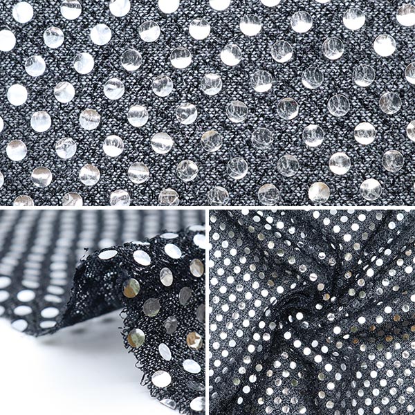[From quantity 5] Fabric "Happiness Black x Silver 160311-12"