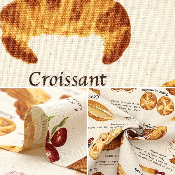 [From quantity 5] Fabric "Cotton hemp canvas bread pattern natural KTS6817-A" COTTON KOBAYASHI