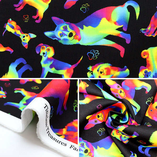 [From quantity 5] Fabric "USA Cotton Rainbow dog pattern DOG-CD8806"