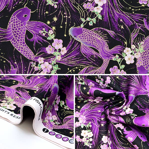 [From quantity 5] Fabric "USA Cotton Majestic cherry blossoms and carp