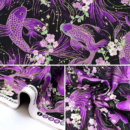 [From quantity 5] Fabric "USA Cotton Majestic cherry blossoms and carp