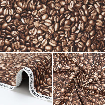 [From quantity 5] Fabric "USA Cottonback to the Grind Coffee Bean Pattern Coffee-C8958"