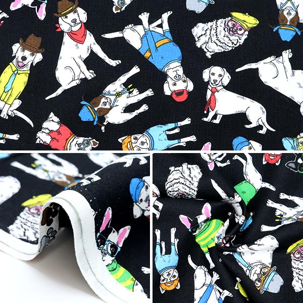 [From quantity 5] Fabric "USA Cotton Dopper Dog Dog and Hat Pattern DOG-C8919"