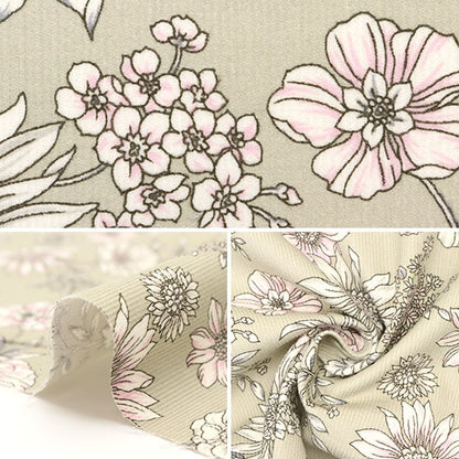 [From quantity 5] Fabric "21W Corduroy Print Flower Pattern Navy 38095-2E"