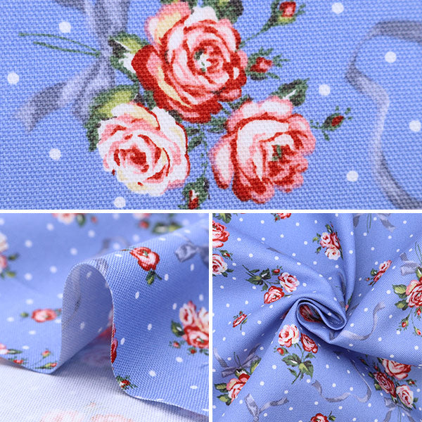 [From quantity 5] Fabric 『Oxford Classical Modern Flower Bouquet Blue CMOF-54BL]