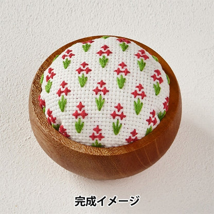 Embroidery kit "Continuous pattern of terrestrial stabs 3 Totsuka sashimi pink cushion 116"