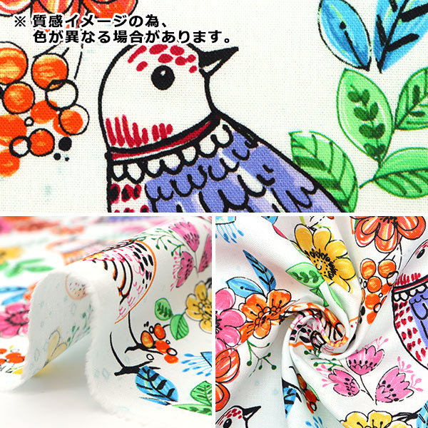 [From quantity 5] Fabric "USA Cotton Fork Art Birds CX10020-PINK"