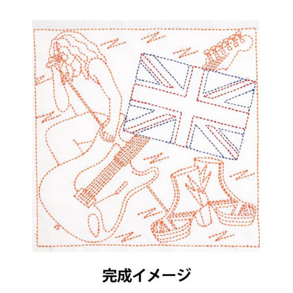 Embroidery kit "Hand-sewn Flower Fukin Kit SASHIKO WORLD ENGLAND Union Jack and Rock and Roll KSW-026" TULIP Tulip