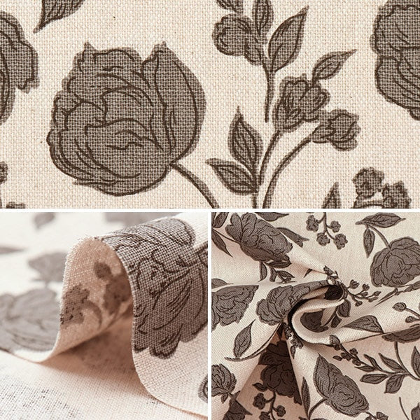 [From quantity 5] Fabric "Cotton hemp canvas silhouette rose generated 38096-1A"