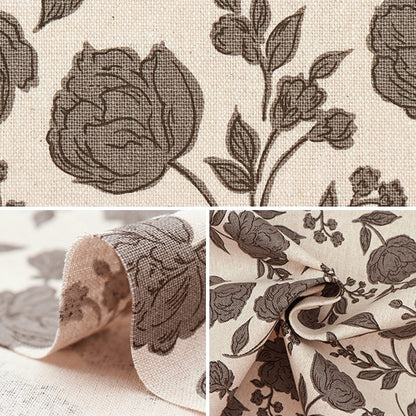 [From quantity 5] Fabric "Cotton hemp canvas silhouette rose generated 38096-1A"