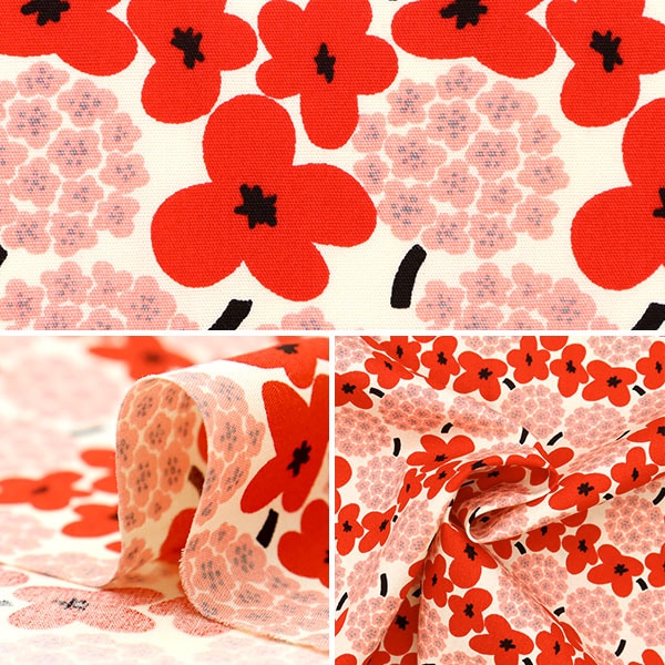 [From quantity 5] Fabric "Ukono cloth Broad mini bouquet red red UP5810-A" COTTON KOBAYASHI