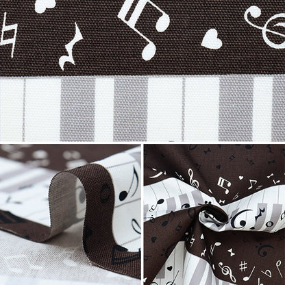 [From quantity 5] Fabric 『Oxford Piano boarder chailo MOWF-137-BK]