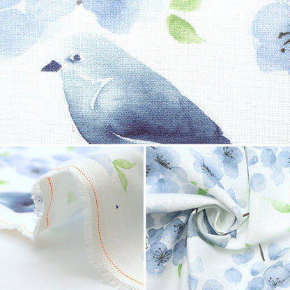 [From quantity 5] Fabric "USA Cotton Blue Bird Family DDC9928-BLUE"