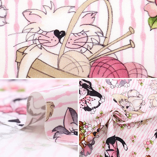 [From quantity 5] Fabric "USA Cotton Loralie Designs Fancy Cats 692-471"