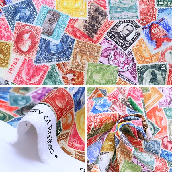 [From quantity 5] Fabric "USA Cotton Library of Rarity (Stamp Picture) 20959-199"