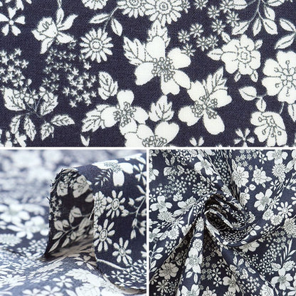 [From quantity 5] Fabric "60 loan FLOWNNYII Retro Kohana Blue NFA-1010-15A" KOKKA