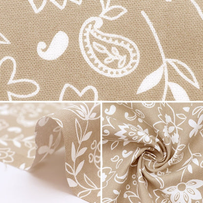 [From quantity 5] Fabric 『SheetingPrint Flower x Paisley Beige 358-6A]