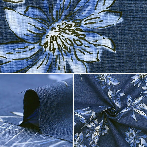 [来自数量5] 织物 “ Emiko Collection板十字靛蓝（Indigo）海军SEC2403-NV”