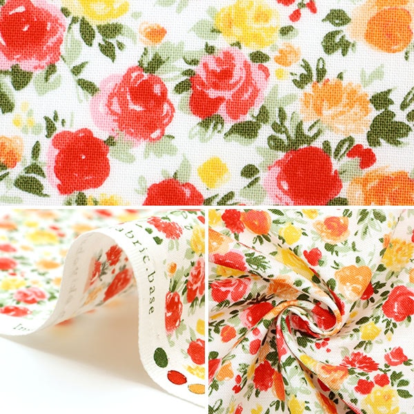 [From quantity 5] Fabric "Imadoki SheetingPrint Squalane oil processing carnation and rose IMAF-12R]