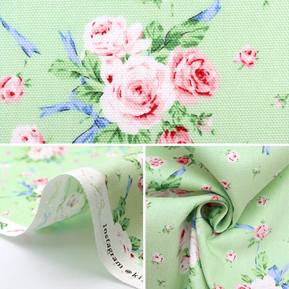 [From quantity 5] Fabric 『Oxford Classical Modern RoseRibbon Green CMOF-60-G]