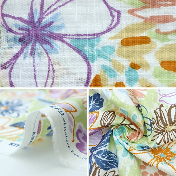 [From quantity 5] Fabric "Emiko Collection Slab Cross Pastel (Pastel) Green SEC2401-G"