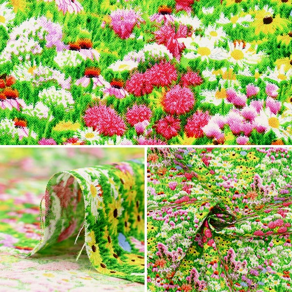 [From quantity 5] Fabric "USA cotton Beads・ And Flowers Flower Pattern 518-MULTI]