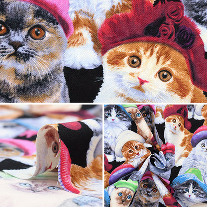 [From quantity 5] Fabric "USA Cotton Adolive Pets Cat Pattern 3805-Black"