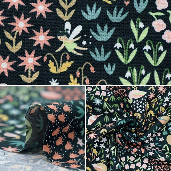 [From quantity 5] Fabric "USA Cotton Critter & Fairies 1563-Charcol"