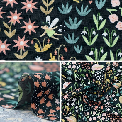 [From quantity 5] Fabric "USA Cotton Critter & Fairies 1563-Charcol"