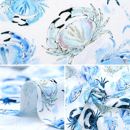 [From quantity 5] Fabric "USA Cotton Ocean Blue Clubs CD1302-WHITE"