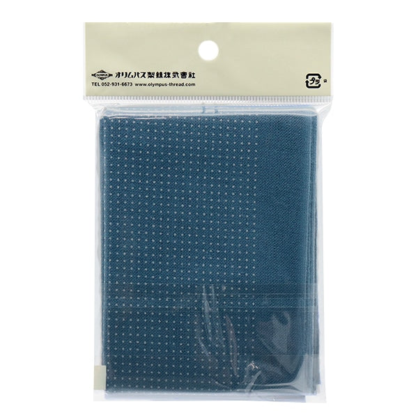 Embroidery Fabric "Hanachi-kin cloth pack 3mm interval dot greenery navy blue H-14106" Olympus