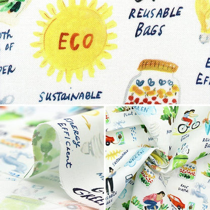 [From quantity 5] Fabric "USA Cotton Earth Day DJL2111-WHITE"