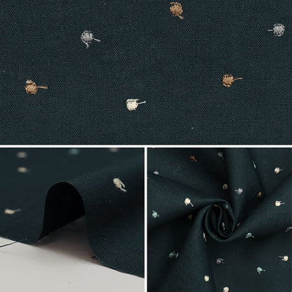 [From quantity 5] Fabric "Dot embroidery cotton linenSheeting Black 40-0091-C]