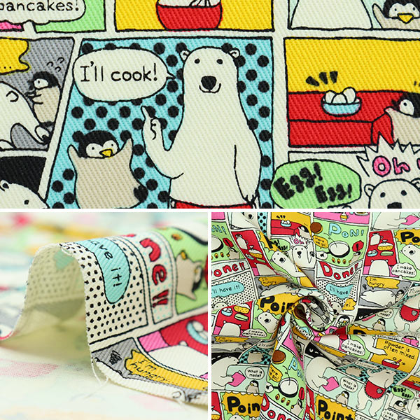 [From quantity 5] Fabric "Twill Shirokuma Comic Colorful KTS6888-A" COTTON KOBAYASHI
