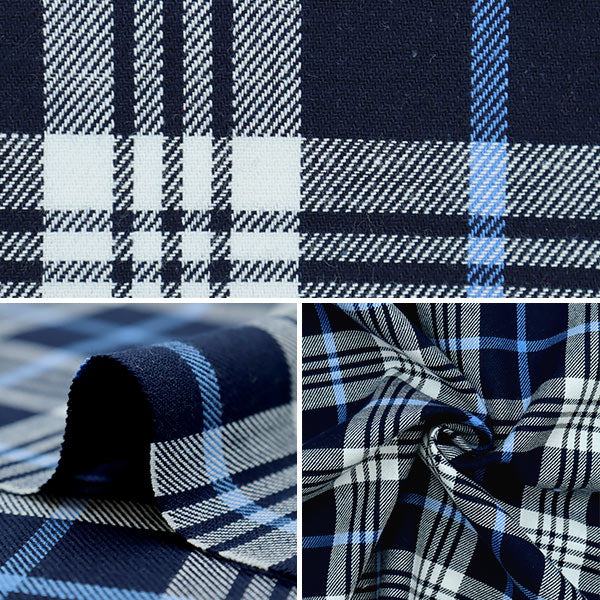 [From quantity 5] Fabric"Basic Check Tartan Check Navy x Blue YZW004"
