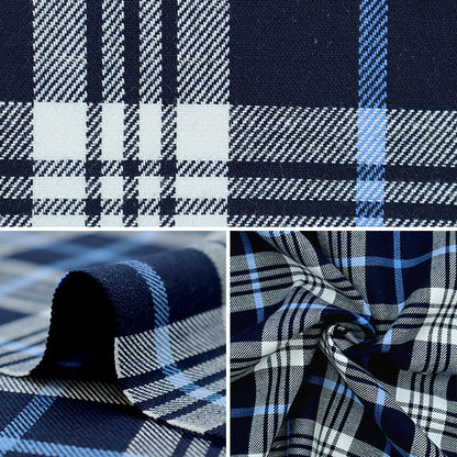 [From quantity 5] Fabric"Basic Check Tartan Check Navy x Blue YZW004"